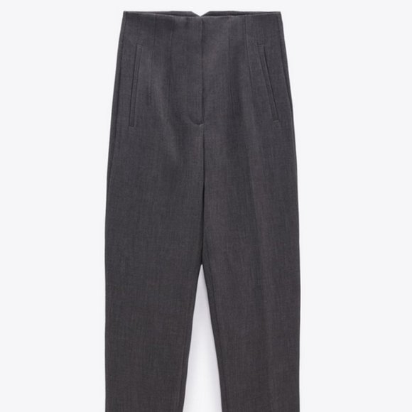 ZARA High-Waisted Pants - Gray marl | 2162/888 - Size L - Picture 3 of 5